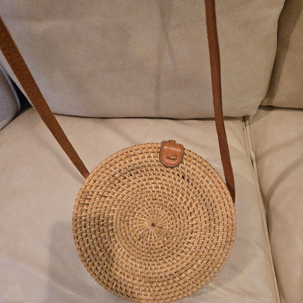 Bali Tan Woven Crossbody Bag